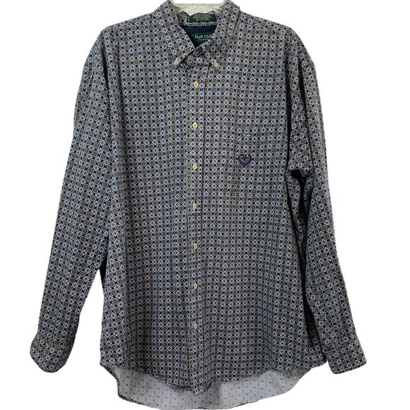 Vintage Hunt Club Men Shirt Size XXLT Medallion Print Long Sleeve Button Up Logo - Picture 1 of 6